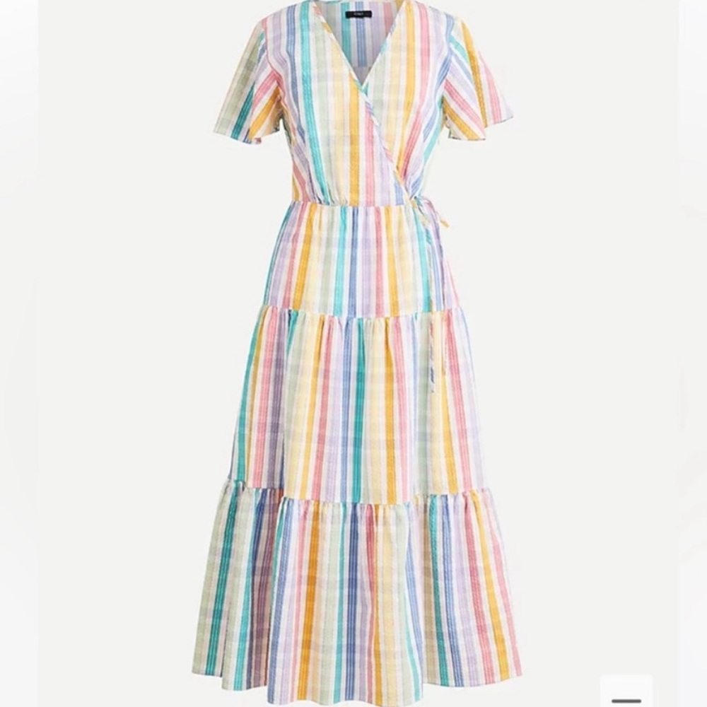 J. Crew Seersucker Rainbow Maxi Dress